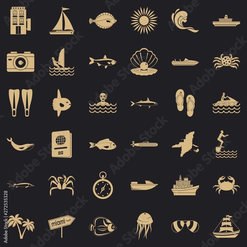 Oceanic icons set. Simple set of 36 oceanic vector icons for web for any design