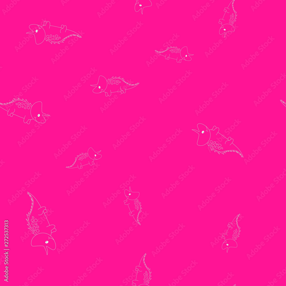 Dinosaur triceratops contour seamless pattern Dinosaur triceratops contour seamless pattern