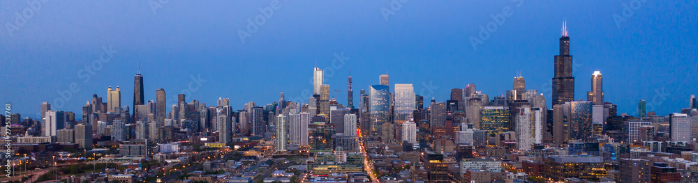 Chicago buildings skyline downtown aerial