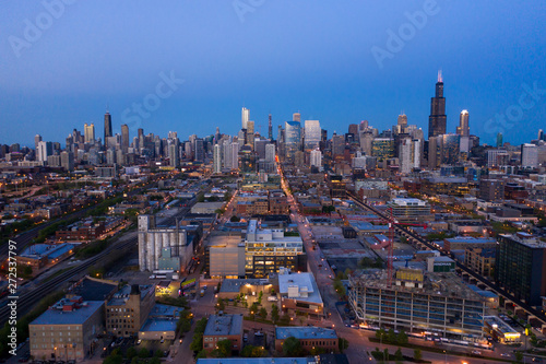 Chicago buildings skyline downtown aerial