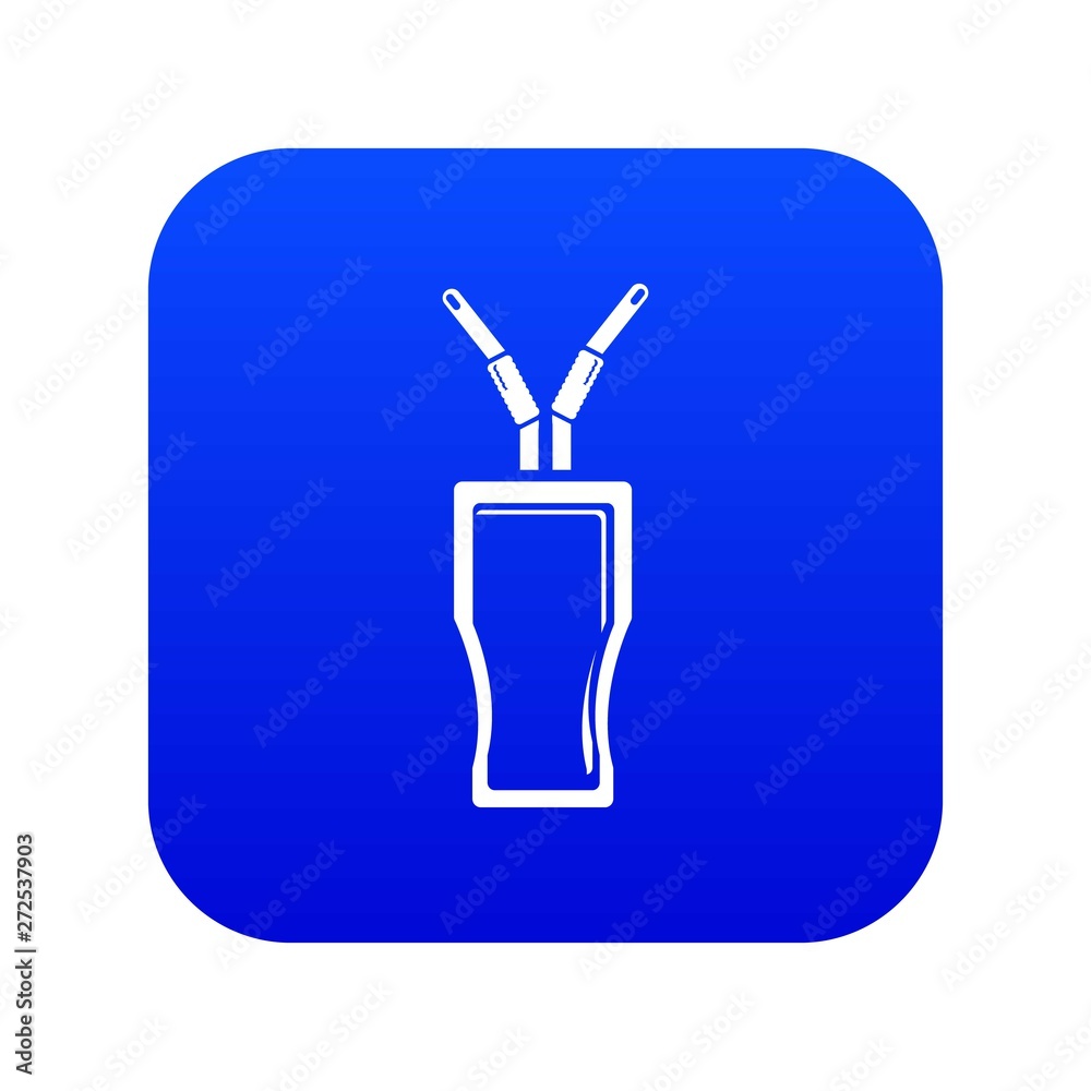 Glass cola icon blue vector isolated on white background