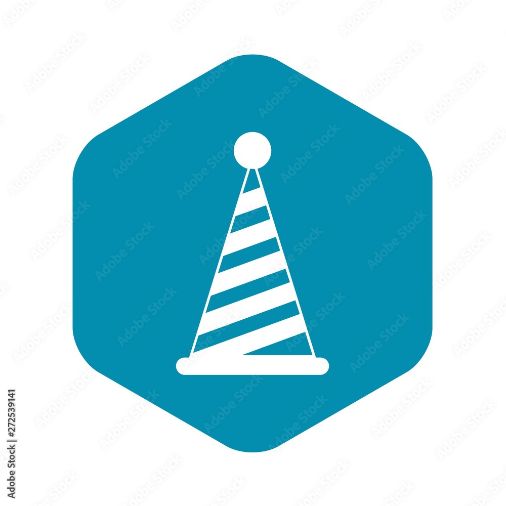 Party hat icon in simple style isolated on white background. Holiday symbol vector illustration Party hat icon in simple style isolated on white background. Holiday symbol vector illustration