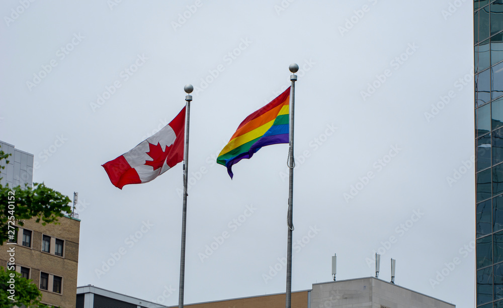Canadian and Rainbow Flag