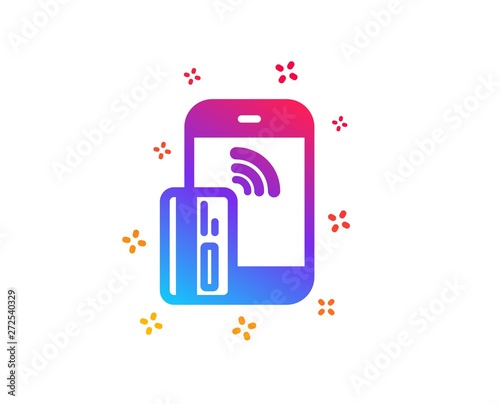 Contactless payment card icon. Phone money sign. Mobile device symbol. Dynamic shapes. Gradient design contactless payment icon. Classic style. Vector