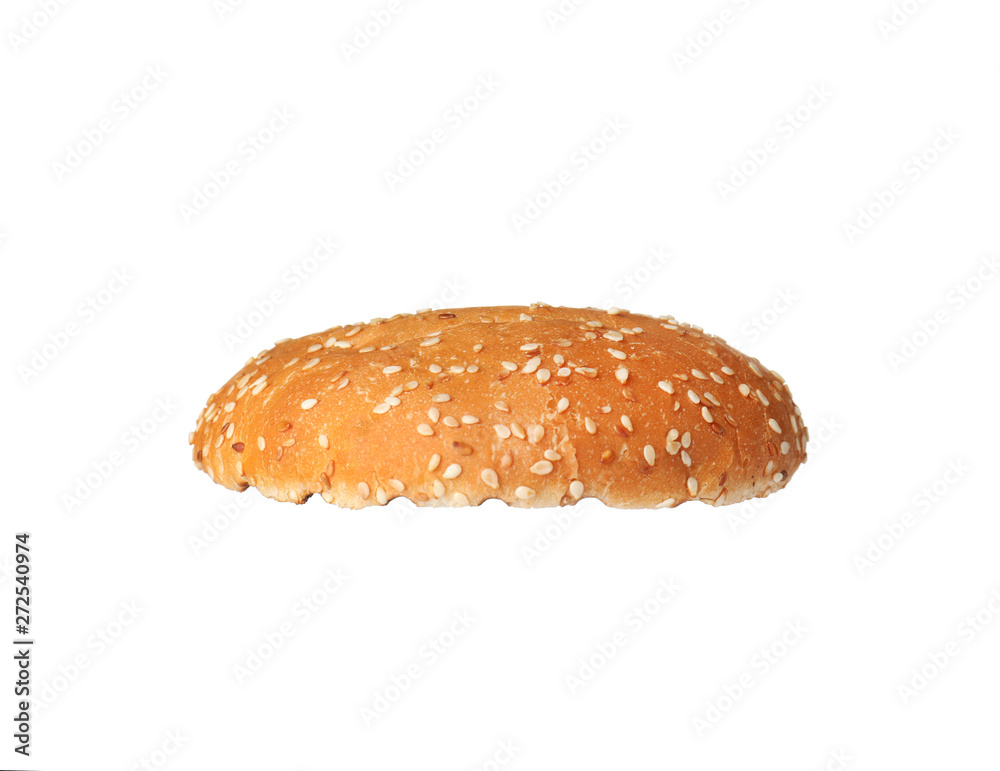 Half of grilled burger bun isolated on white Half of grilled burger bun isolated on white