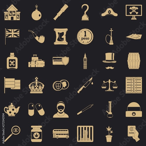Offence icons set. Simple set of 36 offence vector icons for web for any design