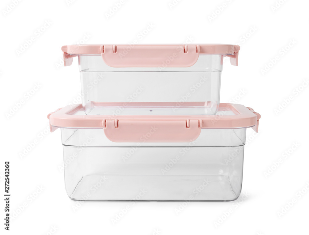 Empty clean boxes for products on white background Empty clean boxes for products on white background