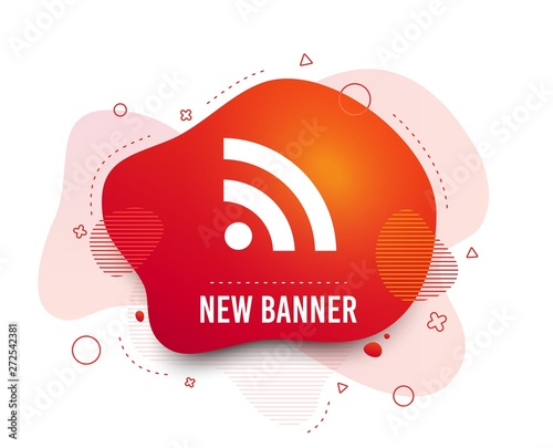 Fluid badge. RSS sign icon. RSS feed symbol. Abstract shape. Gradient rss icon. Flyer liquid banner. Vector