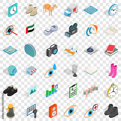 Music icons set. Isometric style of 36 music vector icons for web for any design