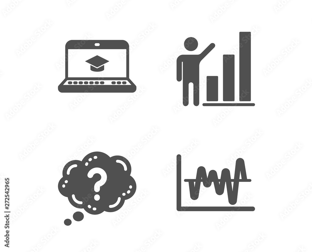 Set of Question mark, Website education and Graph chart icons. Stock ...