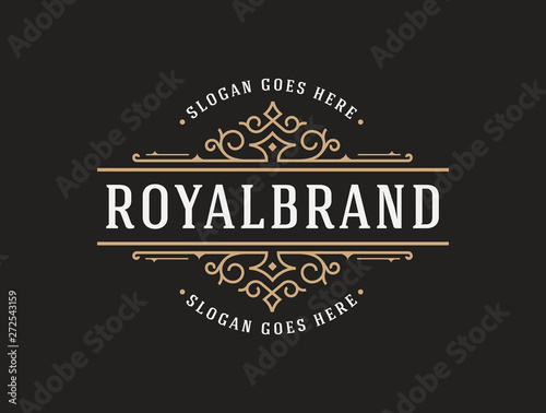 Luxury Logo template flourishes calligraphic elegant ornament lines. identity for Restaurant  Royalty  Boutique  Cafe  Hotel  Heraldic  Jewelry  Fashion and other vector illustration - Vector