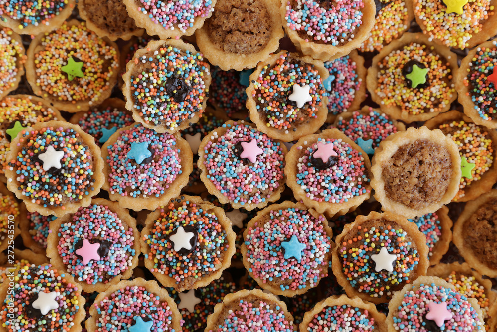 Mixed Christmas cookies, Colorful mix of Christmas-themed decorated cookies 