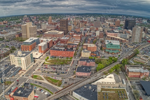 Aerial View of Syracuse, New York on a Cloudy Day photo