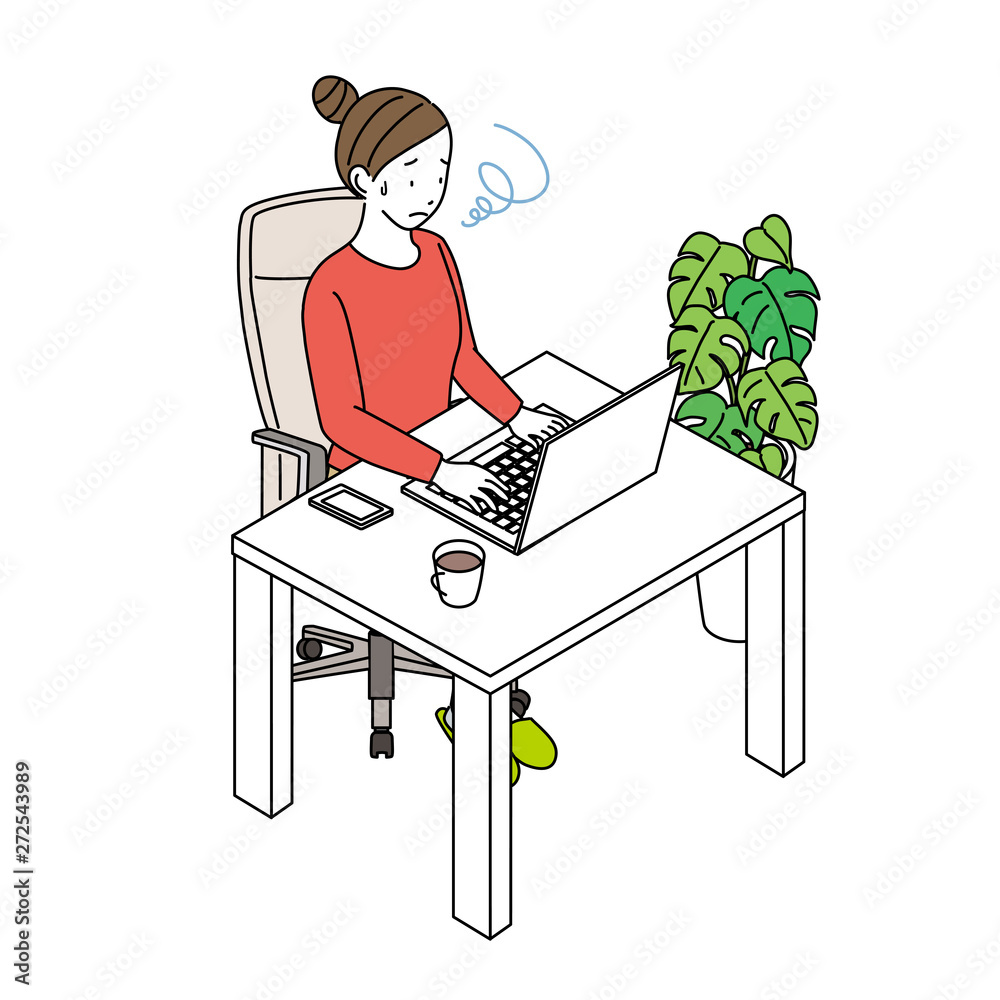 ノートパソコン 女性 イラスト Stock Vector Adobe Stock