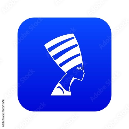 The head of the Egyptian queen icon digital blue for any design isolated on white vector illustration