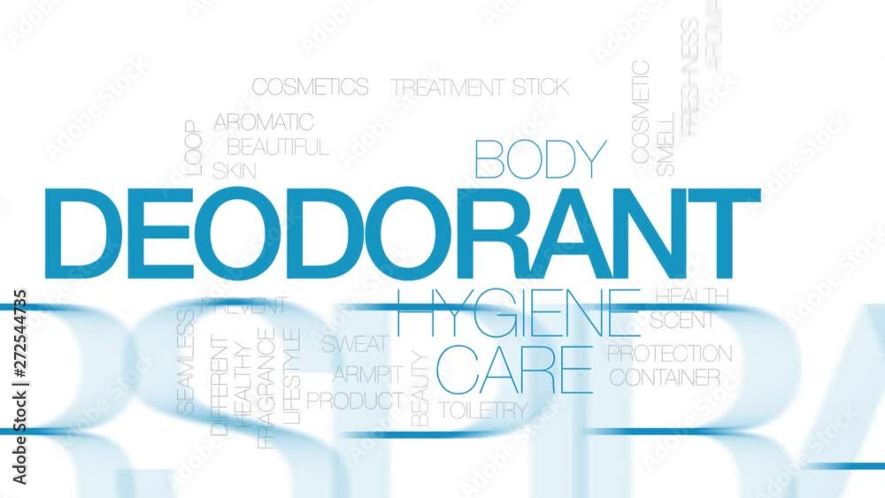 Deodorant animated word cloud, text design animation. Kinetic typography. Deodorant animated word cloud, text design animation. Kinetic typography.