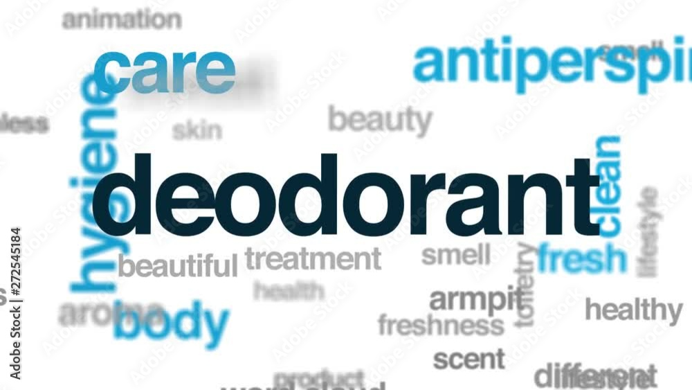 Deodorant animated word cloud, text design animation. Kinetic typography. Deodorant animated word cloud, text design animation. Kinetic typography.