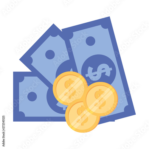 Isolated Coins and bills design vector illustration