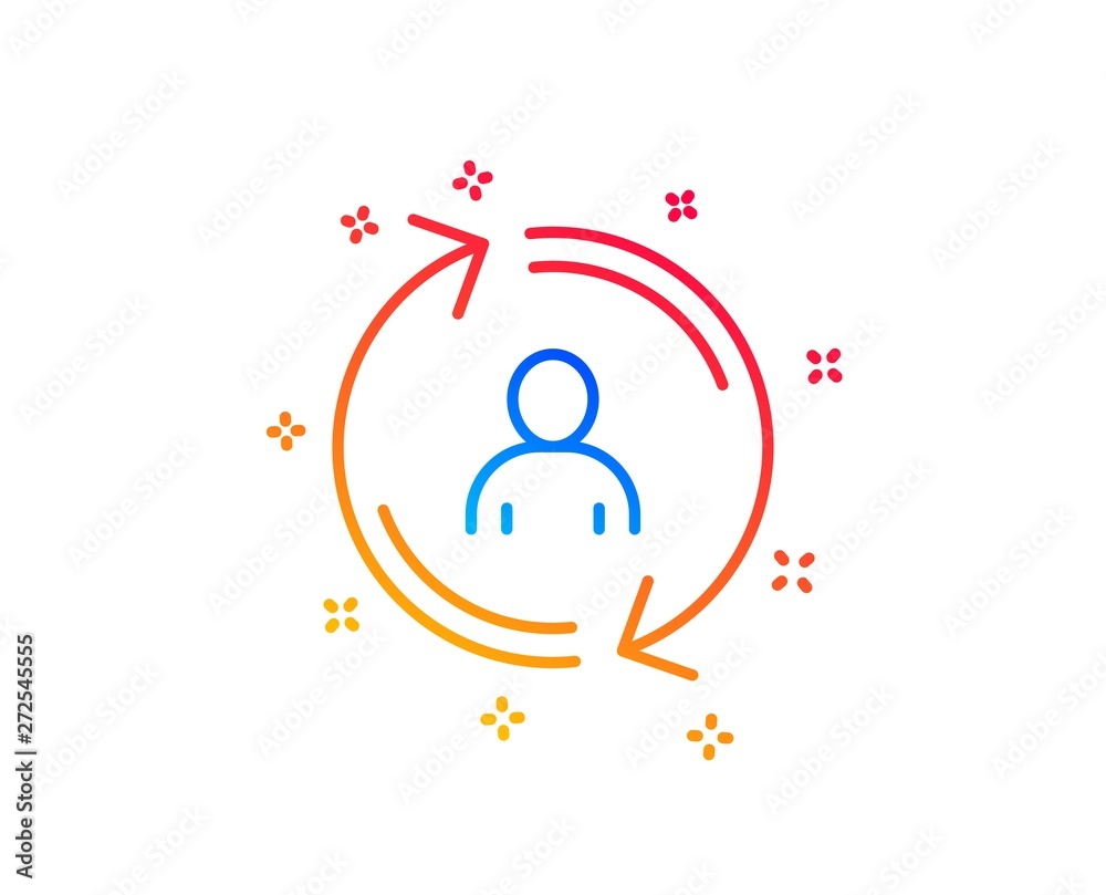Refresh user info line icon. Update profile sign. Gradient design elements. Linear user info icon. Random shapes. Vector Refresh user info line icon. Update profile sign. Gradient design elements. Linear user info icon. Random shapes. Vector