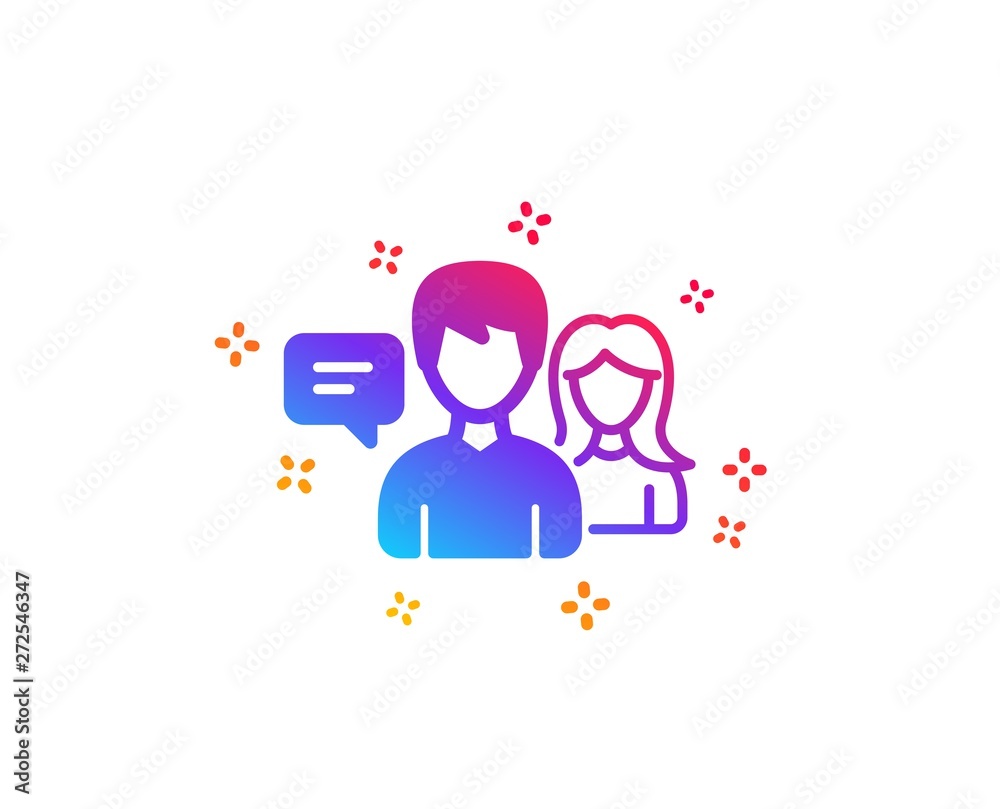 People talking icon. Conversation sign. Communication speech bubbles symbol. Dynamic shapes. Gradient design people talking icon. Classic style. Vector