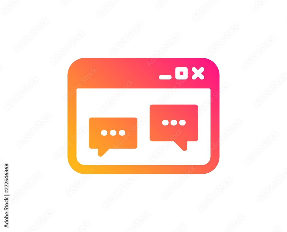 Browser Window icon. Chat speech bubbles sign. Internet page symbol. Classic flat style. Gradient browser Window icon. Vector Browser Window icon. Chat speech bubbles sign. Internet page symbol. Classic flat style. Gradient browser Window icon. Vector