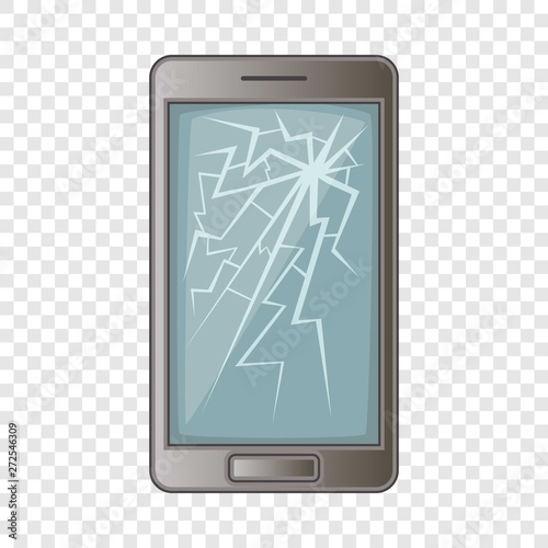 phone with broken screen icon. Cartoon illustration of phone with broken screen vector icon for web design