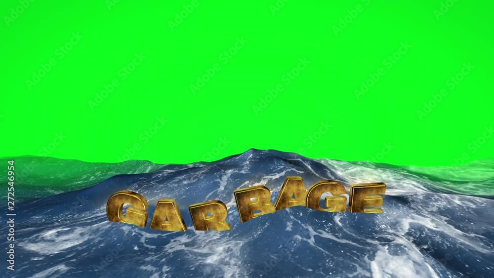 garbage text floating in the water against green screen Stock ビデオ ...