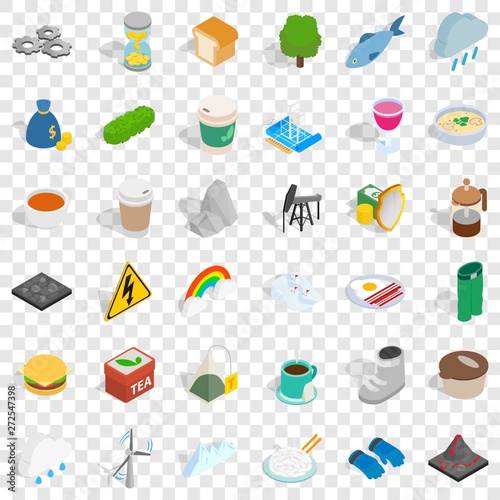 Winter icons set. Isometric style of 36 winter vector icons for web for any design