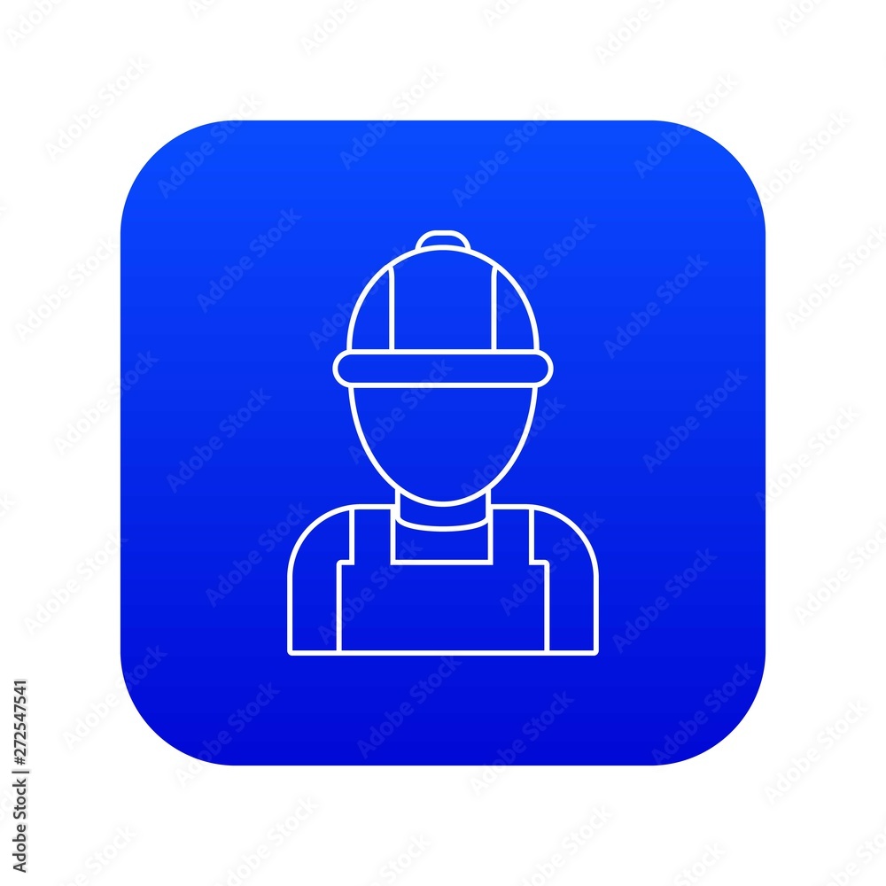 Man mechanic icon blue vector isolated on white background Man mechanic icon blue vector isolated on white background