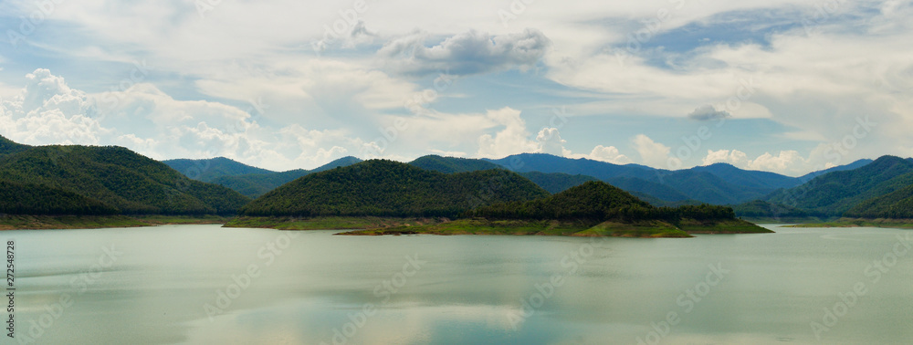 panoramic landscape view The lake and mountain in the background