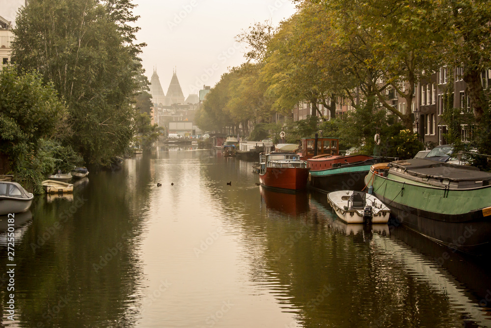 Amsterdam canal in the morning
