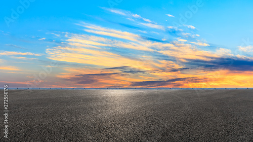 Asphalt road and sunset sky,panoramic view