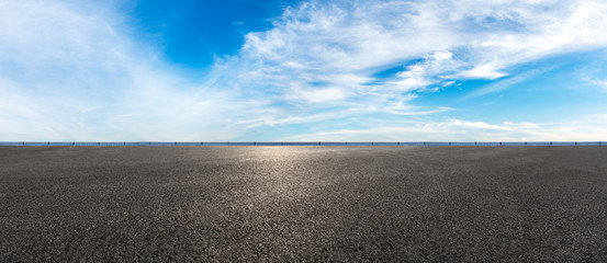 Empty highway road and sky clouds landscape,panoramic view