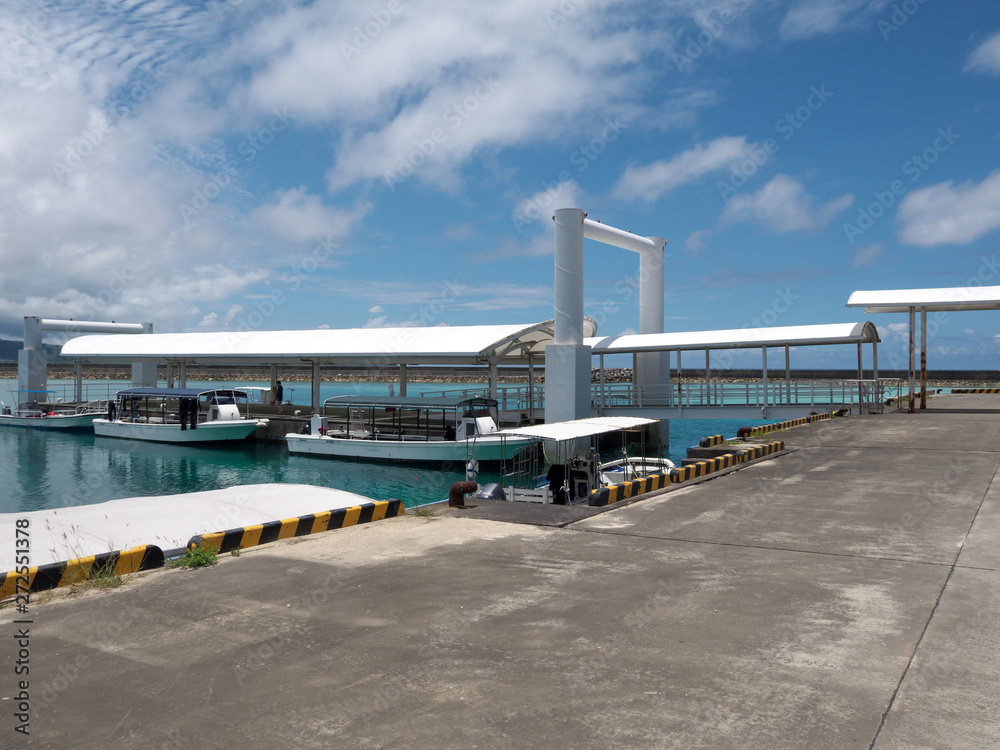 Okinawa,Japan-May 31, 2019: Hatoma port in Hatoma island, Okinawa