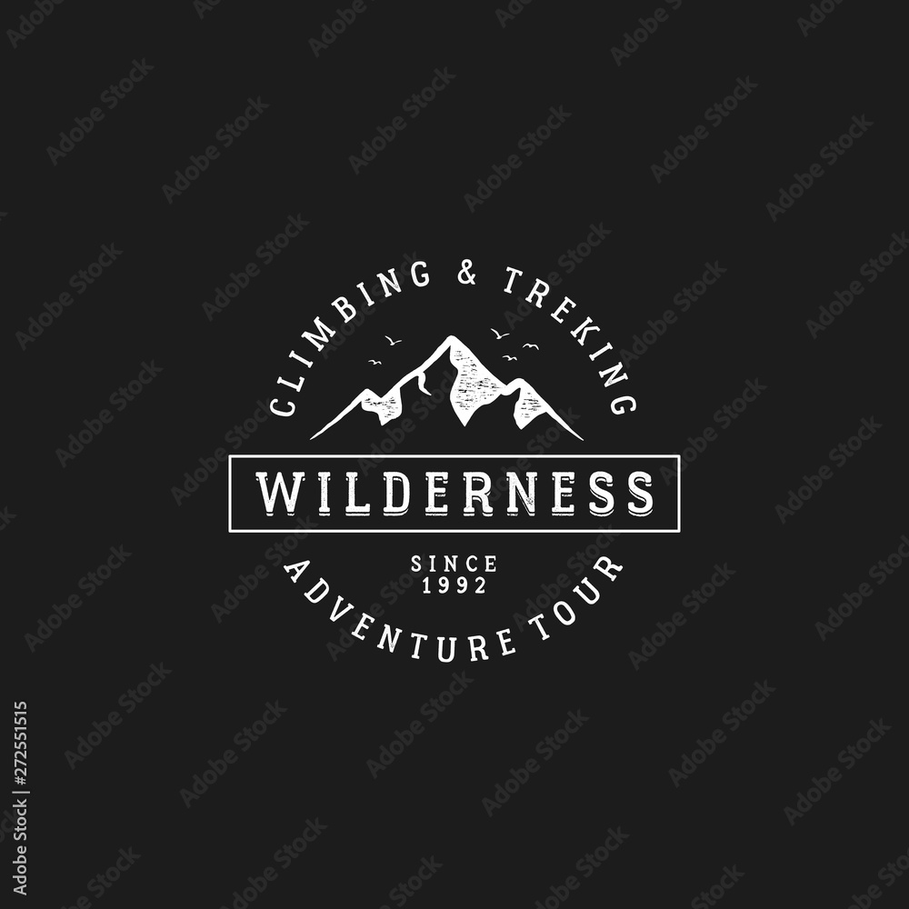 Fototapeta premium Badge Mountain vintage logo design illustration. - Vector