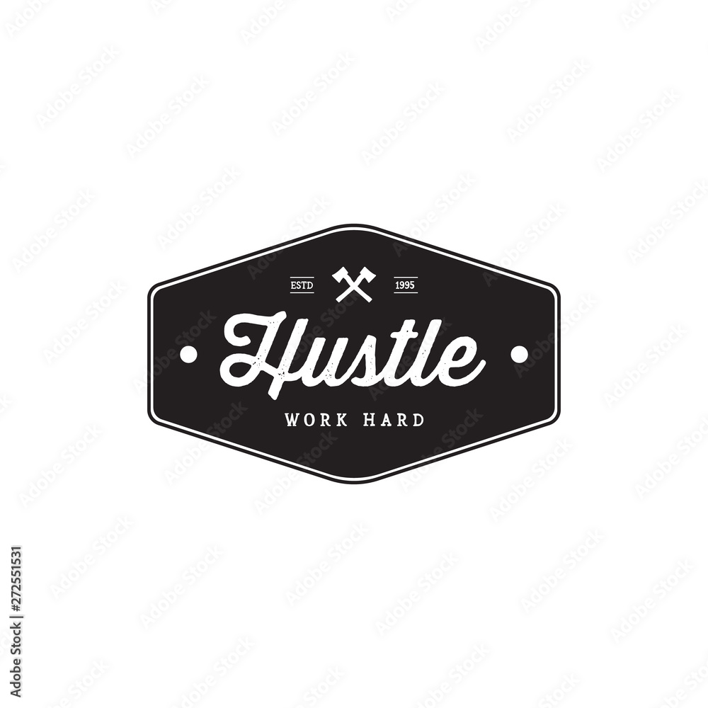 Photo & Art Print Badge Hustle Vintage Style Brand Badges - Vector, Astart