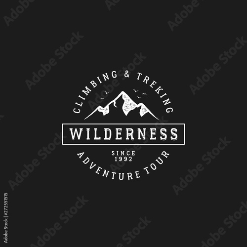 Badge Mountain vintage logo design illustration. - Vector