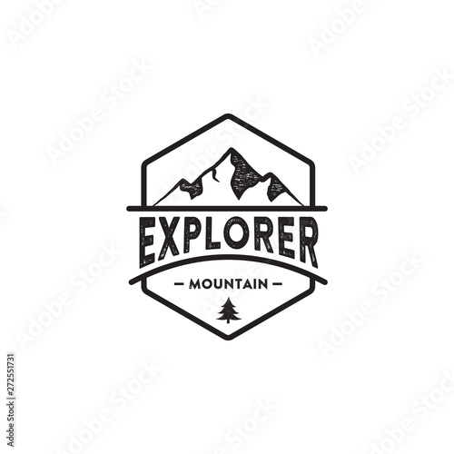Badge Mountain vintage logo design illustration. - Vector