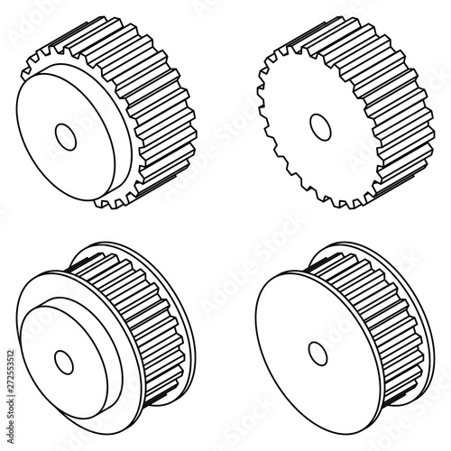 Timing pulley. isometric view. Vector illustration