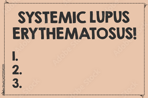 Handwriting text Systemic Lupus Erythematosus. Concept meaning immune system of the body attack healthy tissue Broken Dashed Cut Lines with Scissors photo Solid Color Rectangular Shape