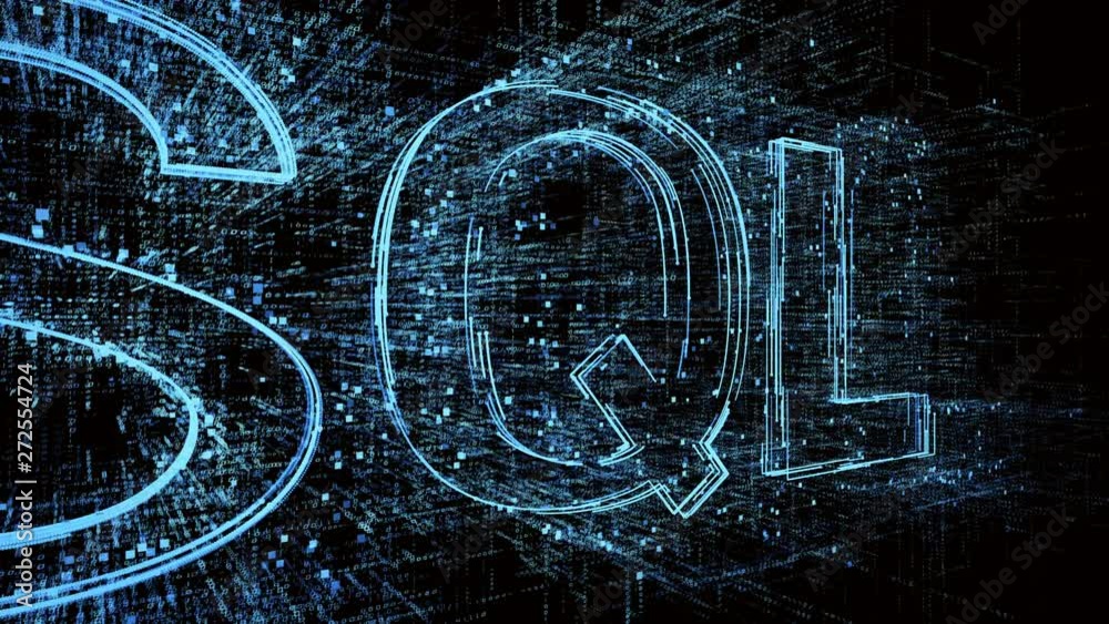 4k SQL Programming language word tag cloud;binary computer code.The Matrix style binary computer code shaped text design animation;changing from zero to one digits;abstract future tech background.