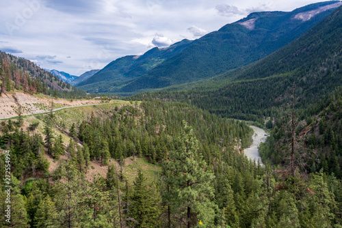 Majestic mountain river in Vancouver, Canada. View with mountain background.