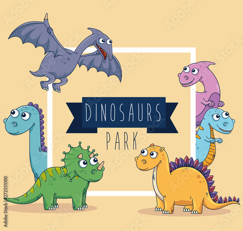 banner of nature dinosaur wild animals
