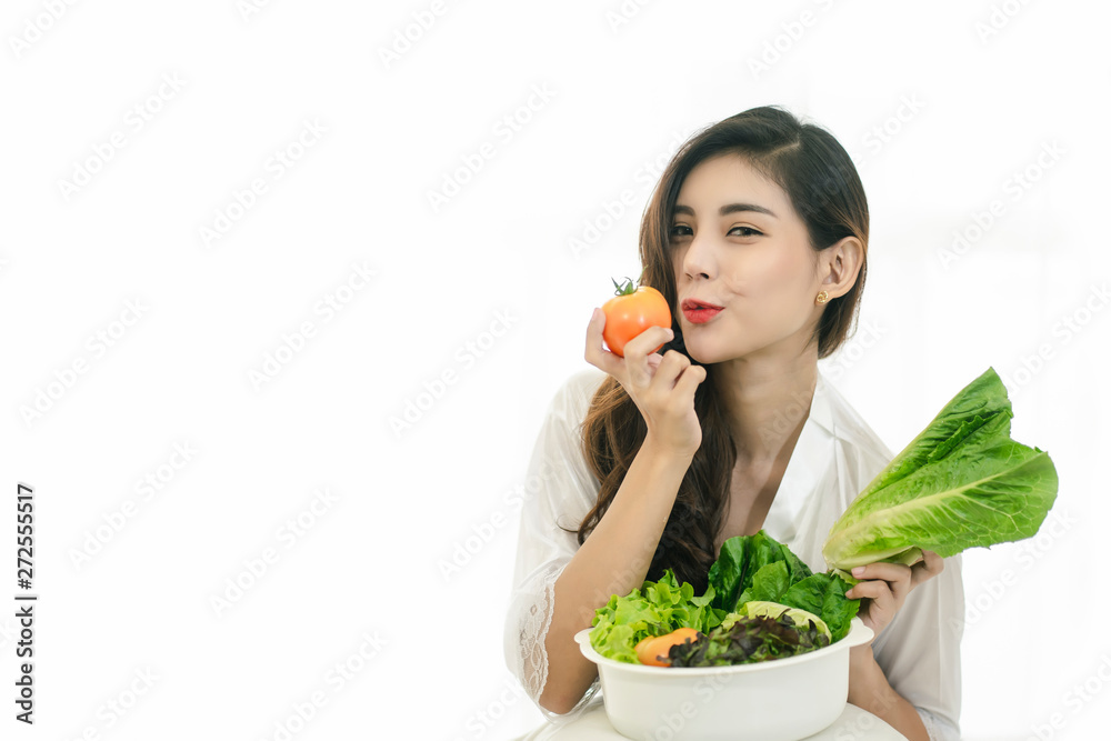 Beautiful Asian woman with healthy food. Heathy life style and Beautiful skin care food concept. Beautiful Asian woman with healthy food. Heathy life style and Beautiful skin care food concept.
