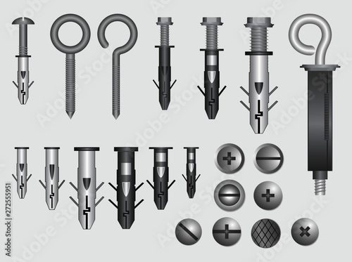 set of realistic metal screw stainless. easy to modify