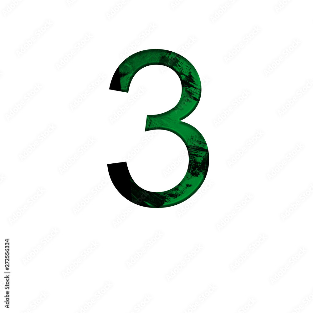 Number 3 illustration on isolated white background.Abstract green alphabet symbol . Design element. Number 3 illustration on isolated white background.Abstract green alphabet symbol . Design element.