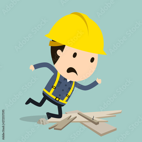 Stumbling over a stone, Vector illustration, Safety and accident, Industrial safety cartoon