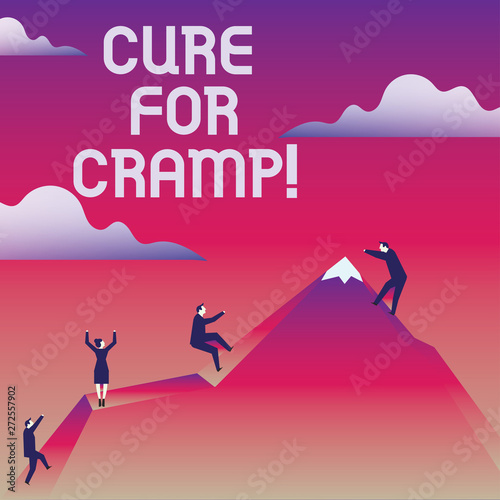Writing note showing Cure For Cramp. Business photo showcasing Medical treatment good care against some type of pains photo