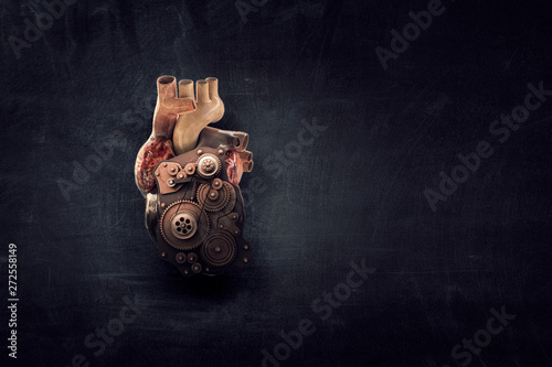 Anatomic heart made with gears and mechanic parts