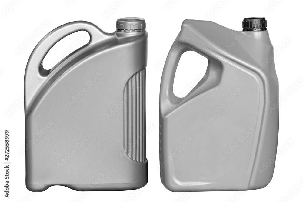 Plastic canister for machine oil isolated on white Plastic canister for machine oil isolated on white